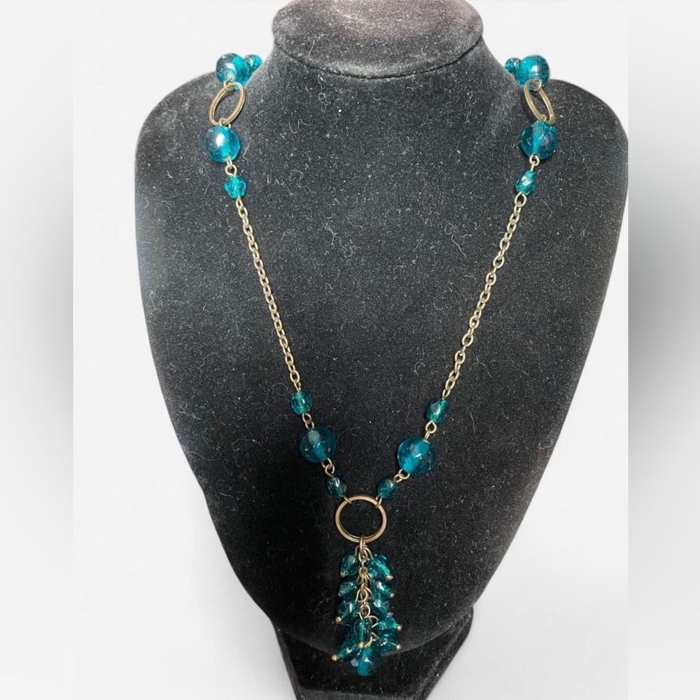 Elegant Gold and Blue Beaded Necklace